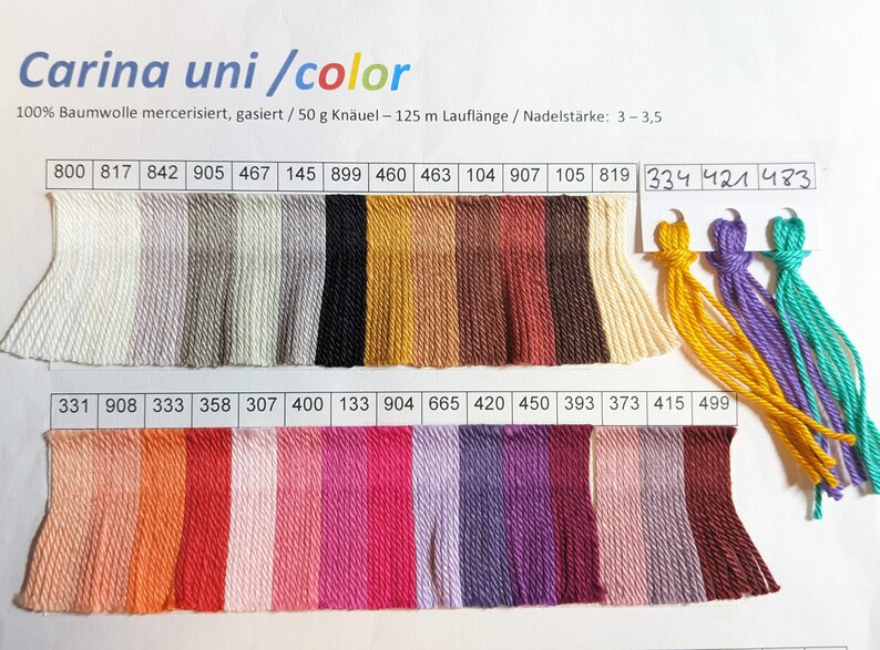 CARINA uni und color von G-B alle Farben, 50g125m, 100% Baumwolle, mercerisiert, gasiert, Baumwollgarn Öko Tex Standard Bild 7