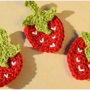 CROCHET INSTRUCTIONS STRAWBERRY appliqué, crochet appliqué, scatter decoration, decoration for autumn, instructions in German image 3