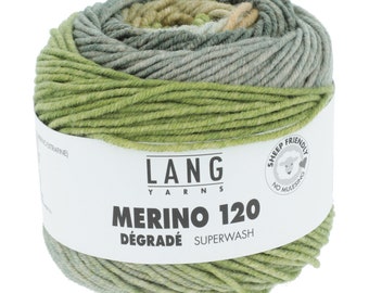 150,-/1kg + MERINO 120 DÉGRADÉ by Lang Yarns - all colors, 50g=120 m, Superwash finish and mulesing free, gradient