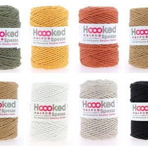 HOOOKED SPRESSO, macramé cotton yarn, 500g = 127 m, undyed, recycled cotton fibers for macramé, for home decoration