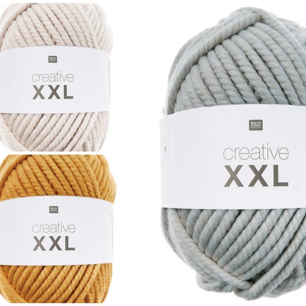 39,- /1kg + VENTE + XXL Creative by Rico Design, fil à mèche grossière pour une grande décoration de la maison 160 m / 1000 g pour le crochet et le tricot