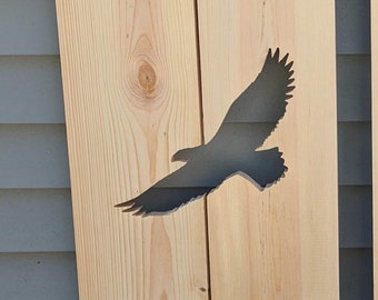 Exterior Eagle Shutter made of Pine perfect for your Cabin, cottage, or beach house great rustic northwoods decor