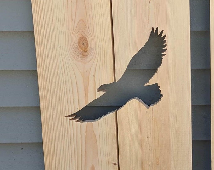 Exterior Eagle Shutter made of Pine perfect for your Cabin, cottage, or beach house great rustic northwoods decor