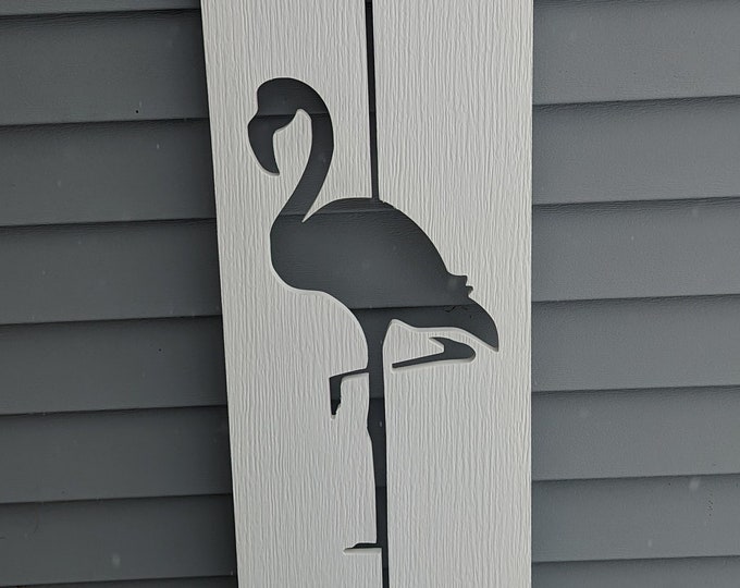 NEW PVC Flamingo  Exterior Shutter: Customize your shutter height