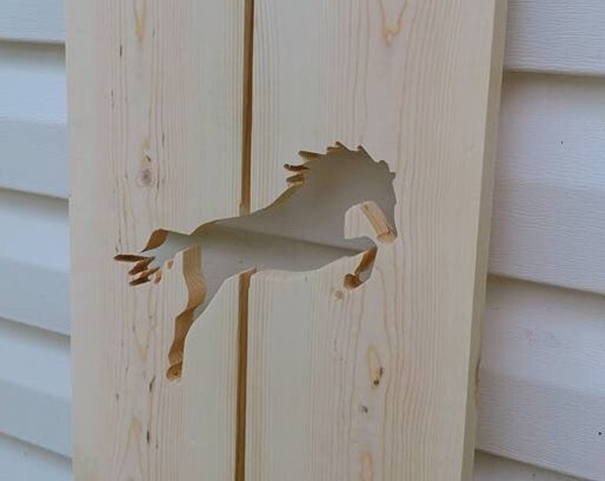 Exterior Jumping Horse Shutter: Customize your shutter height and width