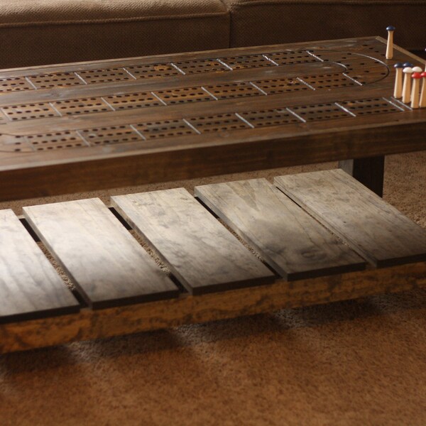 Large 49"x 25" Cribbage Coffee Table, Rustic style. LOCAL PICKUP ONLY. No Shipping