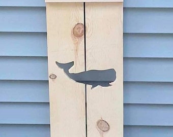 Exterior Whale Shutter made of Pine perfect for your Cabin, cottage, or beach house decor