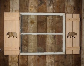 Exterior Bear Shutter made of Pine perfect for your Cabin, cottage, or beach house great rustic northwoods decor