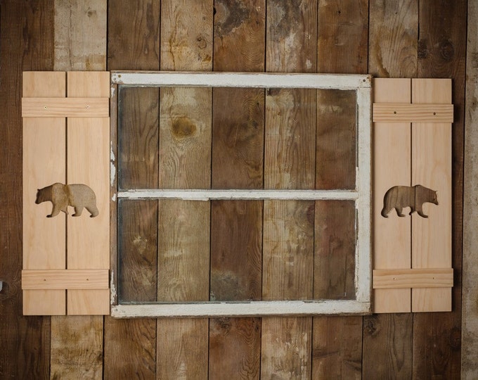 Exterior Bear Shutter made of Pine perfect for your Cabin, cottage, or beach house great rustic northwoods decor