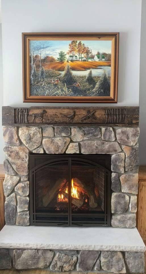 Rustic Carved Fireplace Mantel Reclaimed Barn Wood Beam