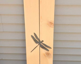 Exterior dragonfly Shutter made of Pine perfect for your Cabin, cottage, or beach house decor