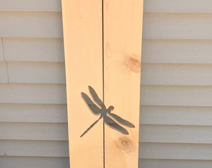 Exterior dragonfly Shutter made of Pine perfect for your Cabin, cottage, or beach house decor