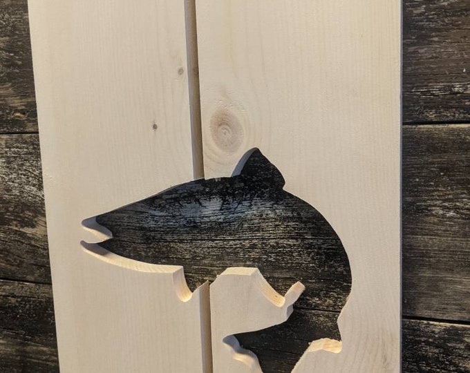 Exterior Salmon Shutter made of Pine perfect for your Cabin, cottage, or beach house great rustic northwoods decor