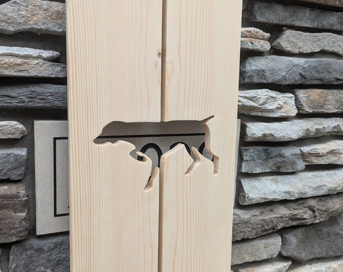 Exterior German Shorthair Pointer Shutter made of Pine perfect for your Cabin, cottage, or beach house great rustic northwoods decor