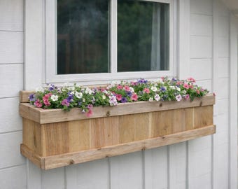 Cedar Window Planter Box – Modern Farmhouse Flower Box – Custom 18”–48” Wide – Outdoor Wood Window Box