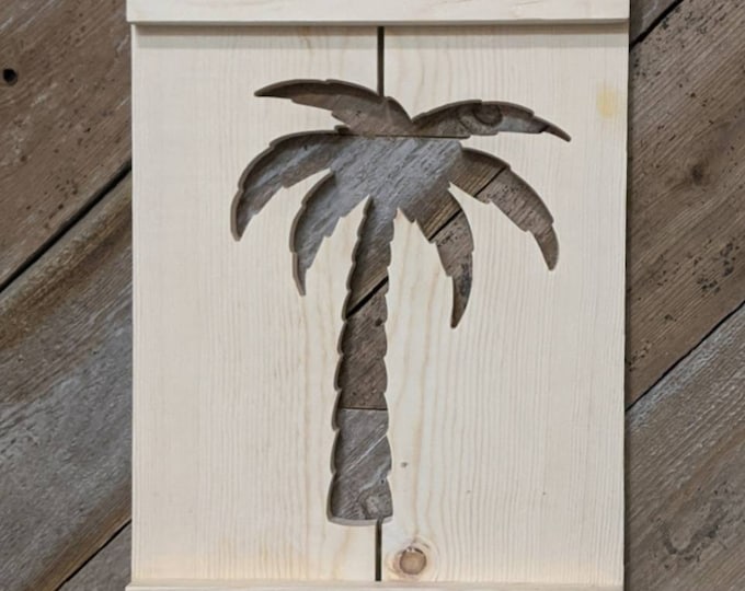 Exterior Palm Tree Shutter made of Pine perfect for your Cabin, cottage, or beach house decor