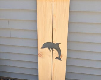Exterior dolphin Shutter made of Pine perfect for your Cabin, cottage, or beach house decor