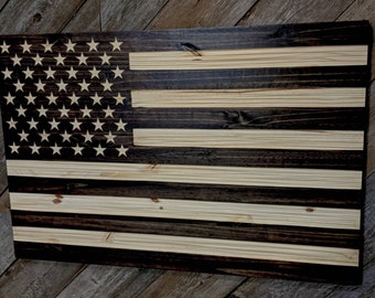 Wooden American Flag  with chisel texture,Rustic flag Wooden flag, American flag, Veteran Made FREE Shipping