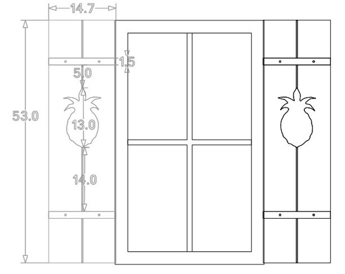 Custom Listing for Ellen: FOUR Exterior Shutters with Pineapple cutout