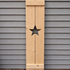 Exterior Star Shutter made of Pine perfect for your Cabin, cottage, or beach house great rustic northwoods decor. Quantity is per shutter