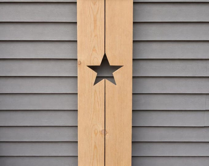 Exterior Star Shutter made of Pine perfect for your Cabin, cottage, or beach house great rustic northwoods decor. Quantity is per shutter