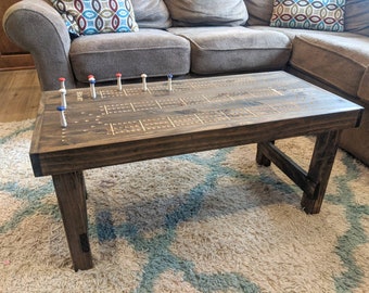 Cribbage Coffee Table with 3 player track and pegs