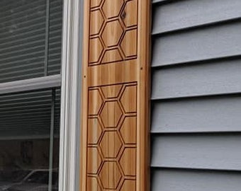 Cedar Shutter with hexagon pattern Customize your shutter height