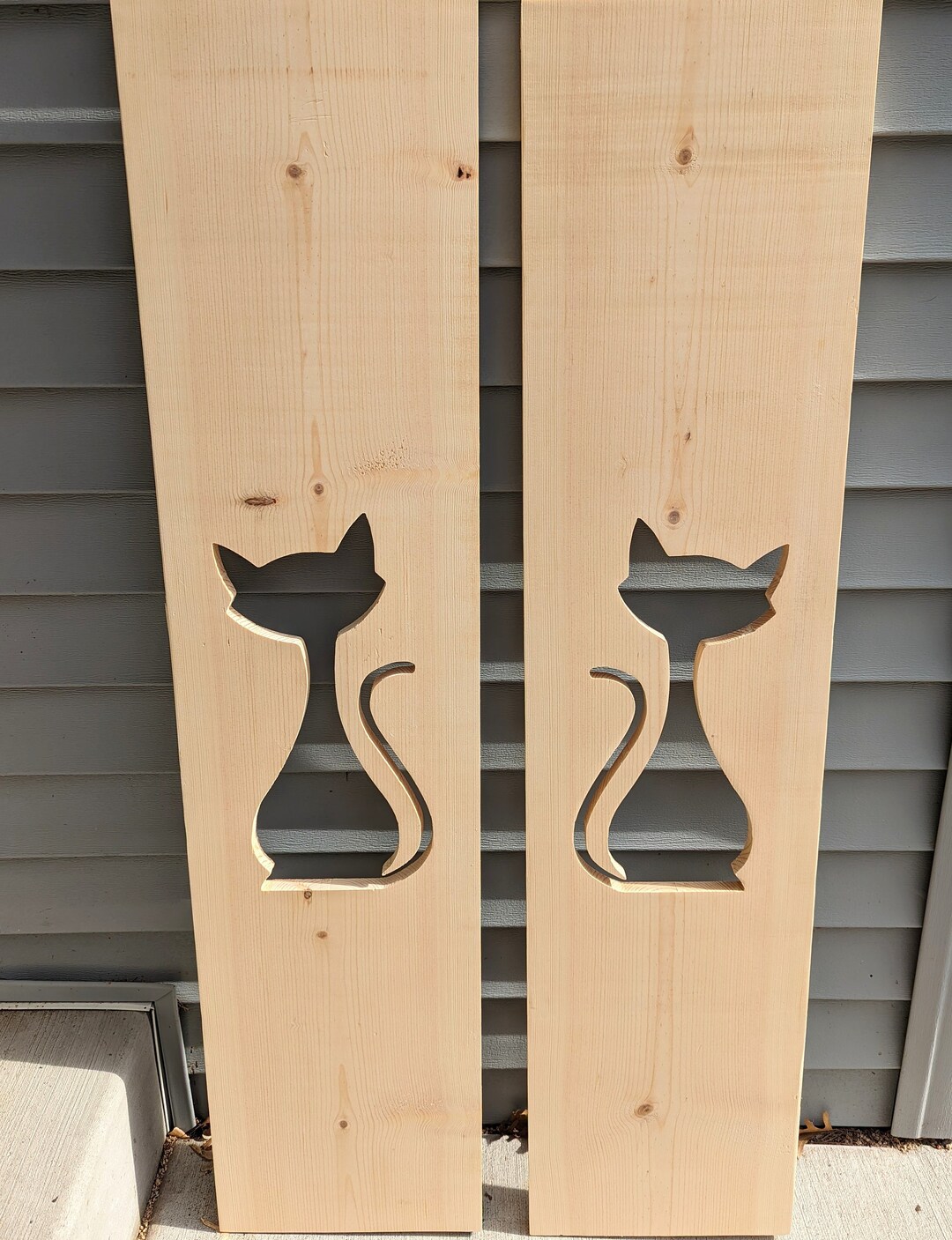 TWO Exterior Shutters With Mid Century Modern Atomic Cat Cutouts ...