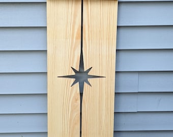 Exterior Shutter with Mid Century Modern MCM Starburst cutout: Customize your shutter height, to fit your windows