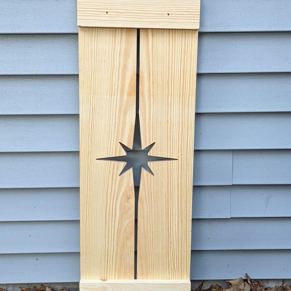 Exterior Shutter with Mid Century Modern MCM Starburst cutout: Customize your shutter height, to fit your windows