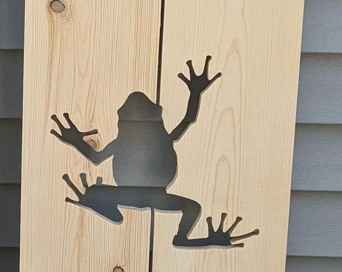 Exterior Tree Frog Shutter made of Pine perfect for your Cabin, cottage, or beach house great rustic northwoods decor