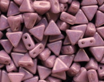 30pcs Kheops Par Puca Beads - Czech pressed 2-hole glass beads, Triangle, 6 mm, VIOLET/GOLD LUSTER(KP14496)