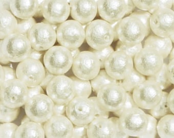 8mm Rich White (8-J671) Cotton Peal Beads - Classic Vintage Style. One Bead.