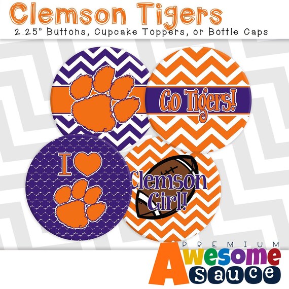 Digital Diy Clemson Tigers 225 Bottle Caps Tiger Paw Logo Go Tigers Clemson Girl I Heart Tigers