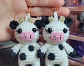 Crochet Cow Keychain: Handmade Tiny Cow Doll