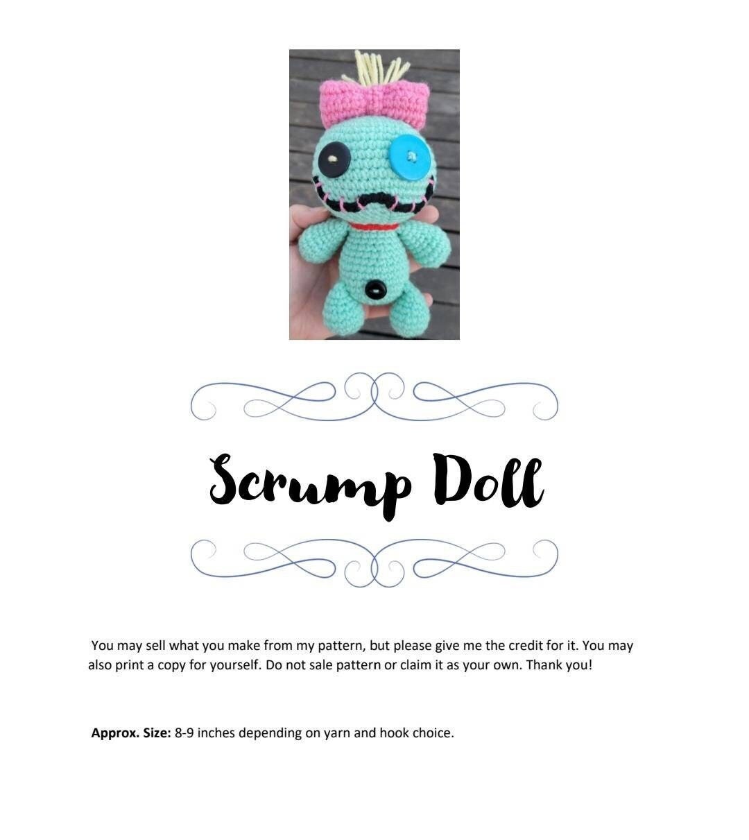 Crochet Pattern for Scrump Doll, Crochet Amigurumi Pattern 