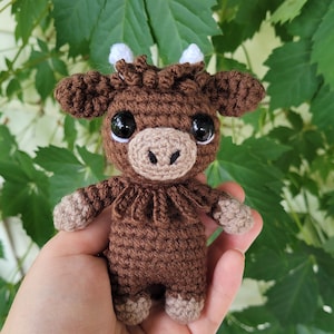 Muñeca de vaca de las Tierras Altas de ganchillo, juguete de peluche hecho a mano
