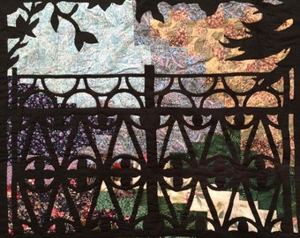 Umgekehrte Applikation Aquarell Garten Quilt