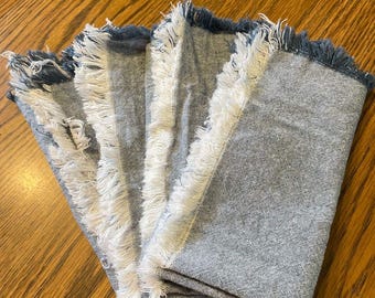 Classy Linen Frayed napkins with Embroidered Monogram - Weddings, special events