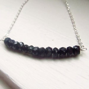Black tourmaline necklace October birthstone bar silver gold