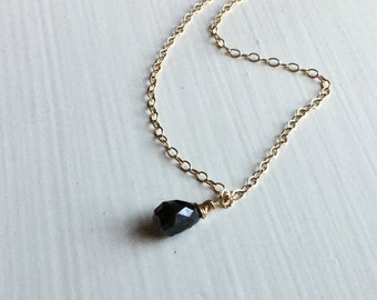 Black diamond necklace rose gold silver oxidized genuine