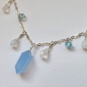 Moonstone aquamarine necklace something blue silver something blue boho wedding necklace OOAK