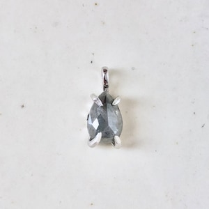 Salt and pepper diamond white necklace pendant sterling silver custom length with chain