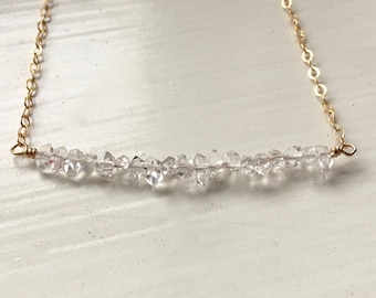 Herkimer diamond necklace silver yellow gold fill rose gold fill oxidized silver