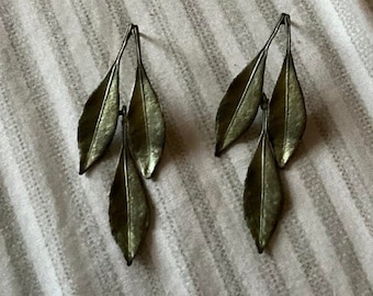Rare Michael Michaud earrings discontinued bronze leaves