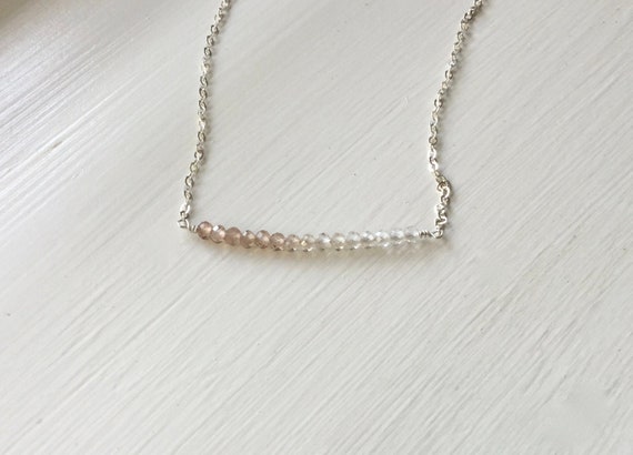 Dainty Imperial Topaz Bar Necklace on 14K Gold Filled 18 Inch length November Birthstone Jewelry