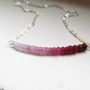 Ruby necklace July birthstone ombre genuine bar necklace gold silver chain