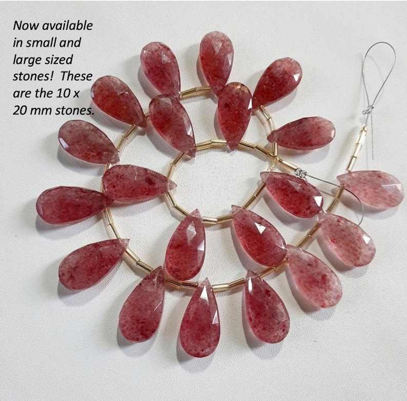 Strawberry Quartz Necklace Sterling Silver Gold Simple Etsy