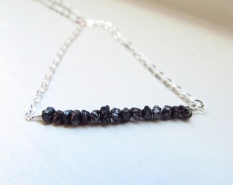 Collar de diamantes en bruto piedra de nacimiento de abril cadena de relleno de oro plateado negro crudo