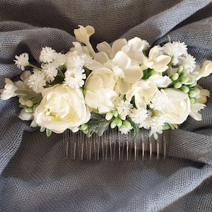 Silk Flower Hair Comb - Matching Grooms Boutonniere Available